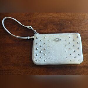 Coach Cream Studded Wristlet